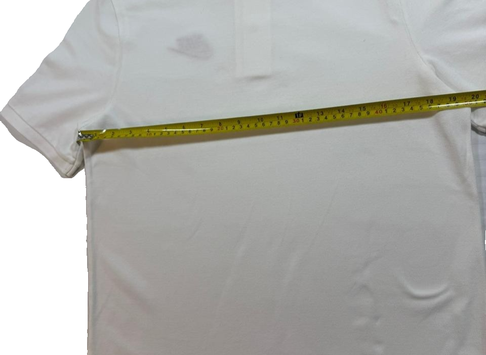Nike Men's White V-Neck Polo Shirt With Gold Embroidered Logo Size M