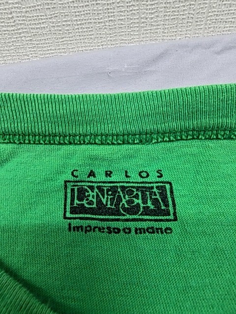 Carlos Dinastia Green T-Shirt Vintage Graphic Print Size L Crew Neck
