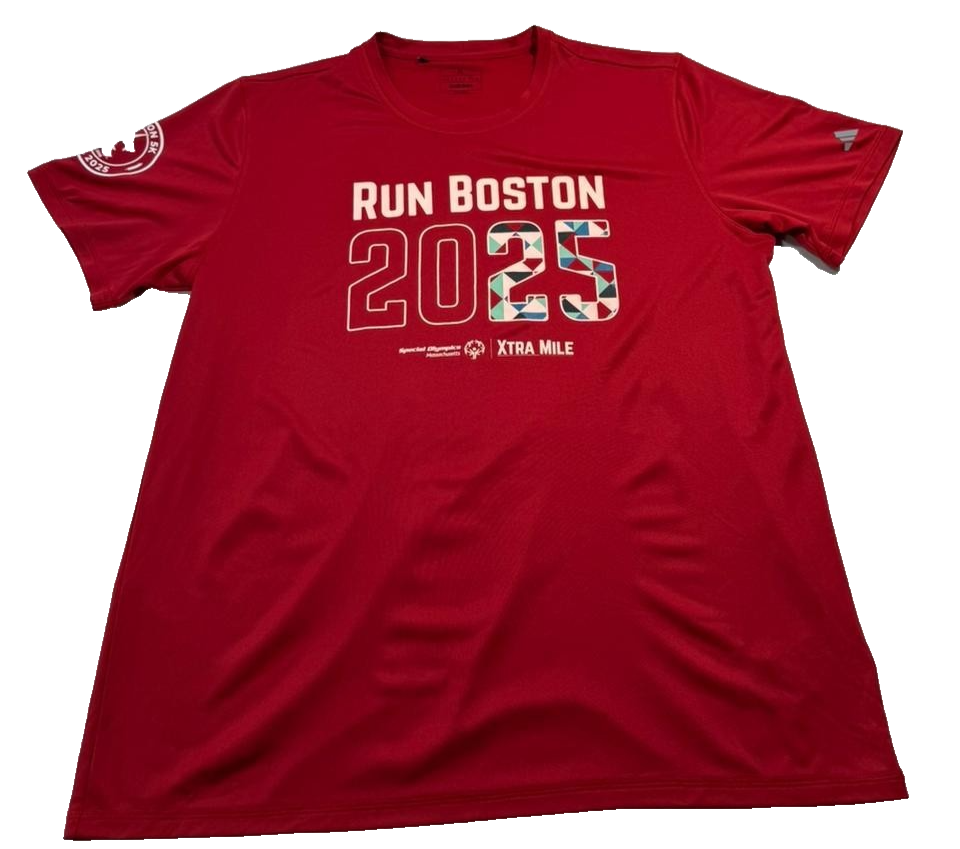 Adidas Run Boston 2025 Shirt Men's XL Red Special Olympics Xtra Mile Marathon 5K