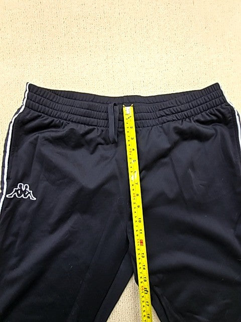 Kappa Men's Black Track Pants XXL Tapered Drawstring 100% Polyester