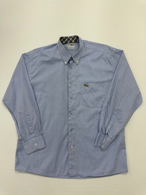 Lacoste Men Light Blue Button-Down Poplin Shirt XL Chest Pocket Regular