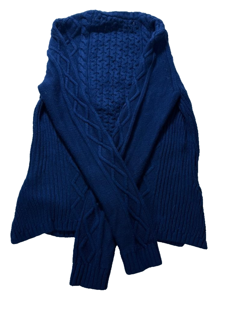 Banana Republic Women's Cable Knit Cotton Crewneck Sweater Blue XS Pullover
