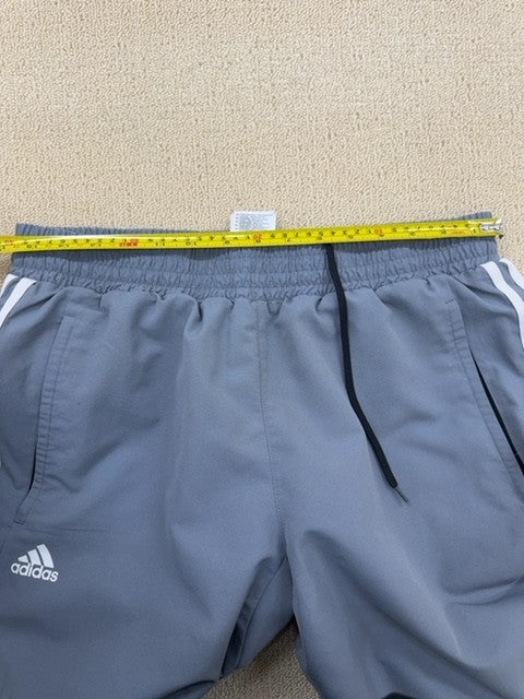 Adidas Men's Grey Track Joggers XL 3-Stripes Tricot Open Hem