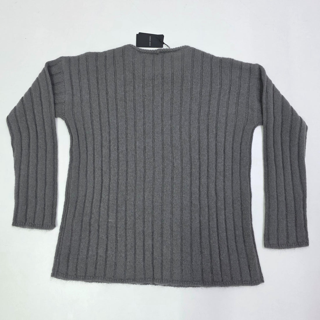 Giorgio Armani Crew Neck Sweater Long Sleeves Grey Knitted 52 Bnwt