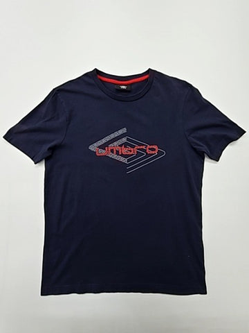Umbro Boys Navy Graphic T-Shirt Kids S Crew Neck Cotton Regular