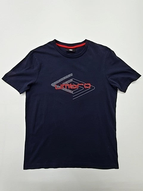 Umbro Boys Navy Graphic T-Shirt Kids S Crew Neck Cotton Regular
