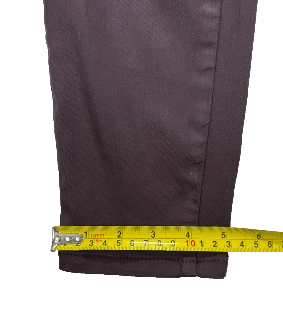 Massimo Dutti Jeans Women's - Purple Coated Wet Leather Look Biker Pant Trousers
