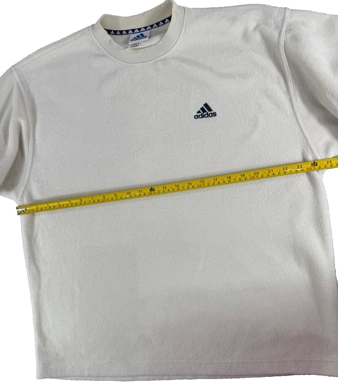 Adidas Men’s Large L Fleece Sweatshirt Cream Off White Crewneck Logo