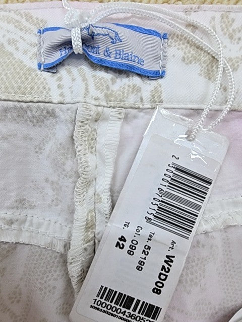 Harmont & Blaine Pink Floral Chinos Women's Tapered Italy Cotton Leather Size 42