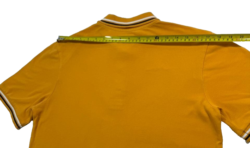 Men's Retro Kappa Yellow Polo With Striped Collar And Cuffs - Size Small