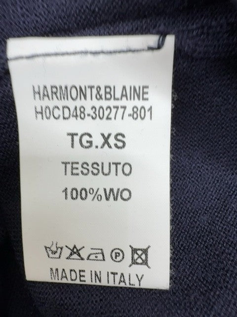 Harmont & Blaine Colorblock Wool Sweatshirt XS Navy/Cream Italy