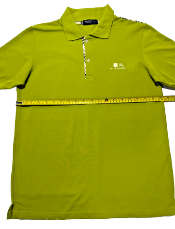 Burberry Lime Green Check Trim Polo Shirt For Men - Size L