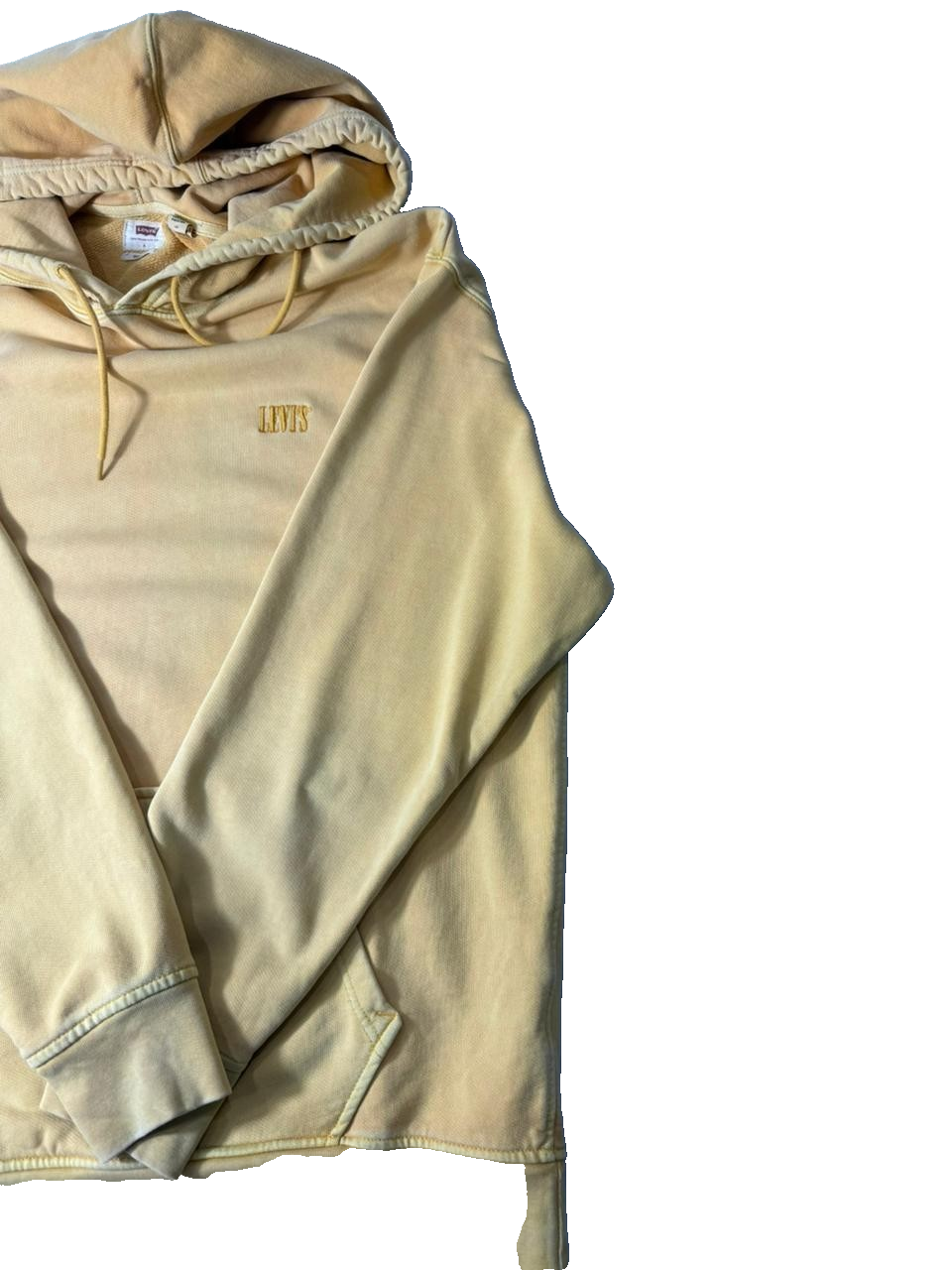 Levi's Men Beige Pullover Hoodie Relaxed Fit Size L Hooded Sweatshirt