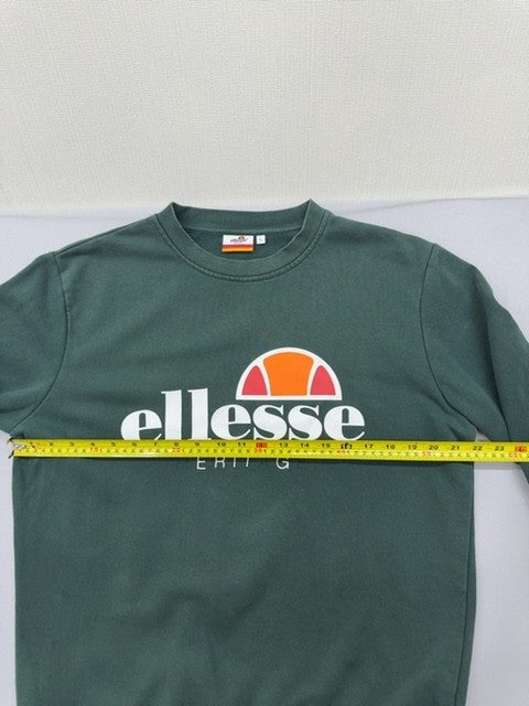 Ellesse Green Crew Sweatshirt Heritage Logo Long Sleeve L