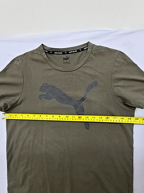 Puma Men's Green Logo T-Shirt Size M Regular Fit Crew Neck