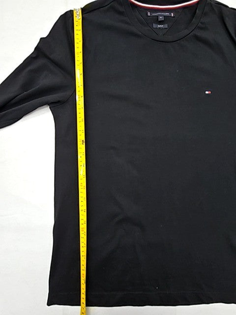 Tommy Hilfiger Men's Black XL Slim Fit Long Sleeve Cotton Tee Logo