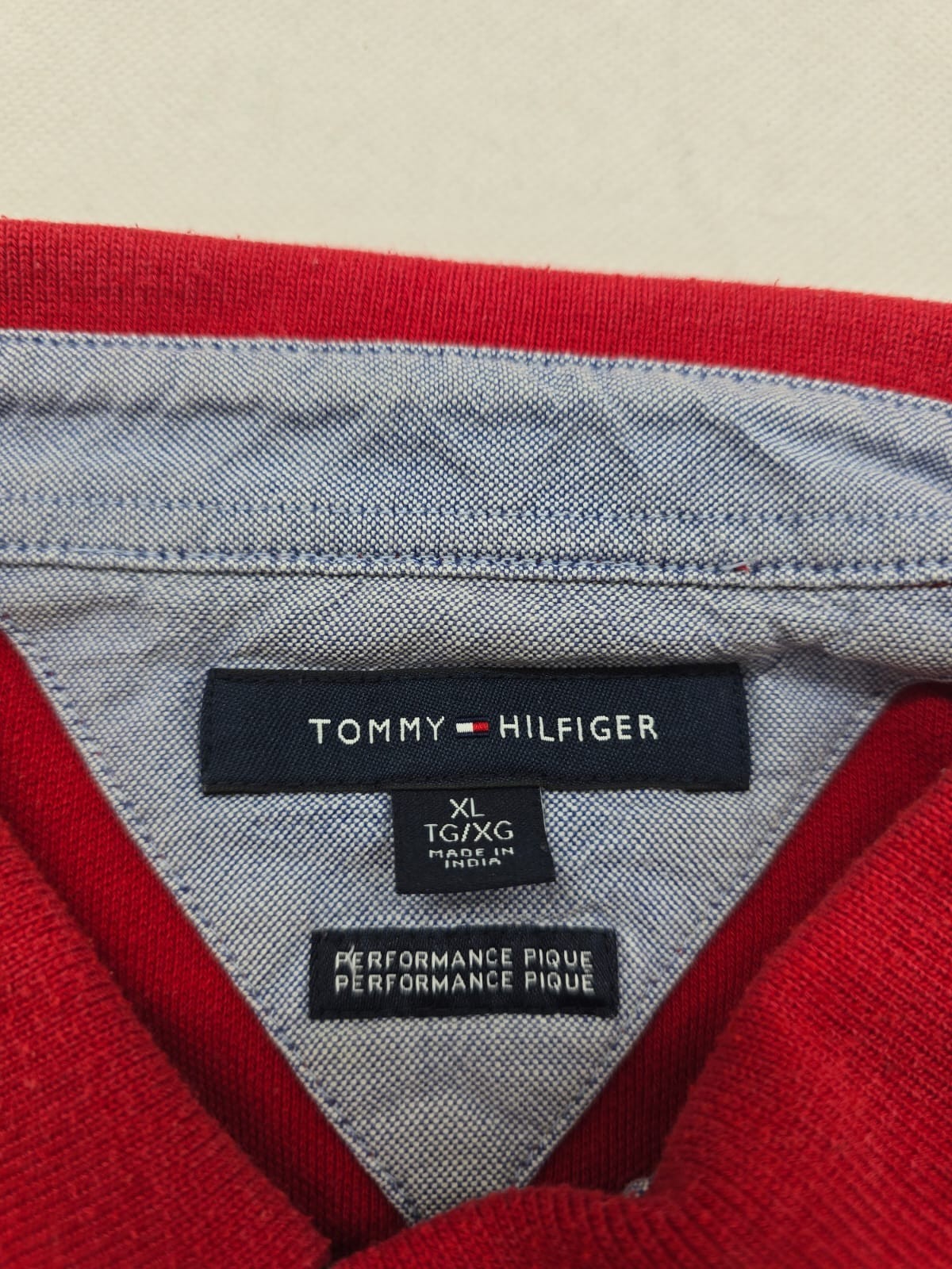 Tommy Hilfiger Men's Colorblock Polo Shirt Red Blue White Size XL