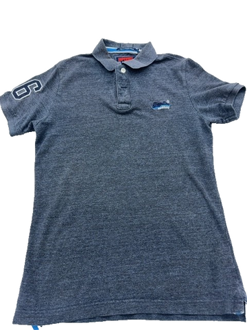 Superdry Classic Pique Polo Grey M Short Sleeve Men's