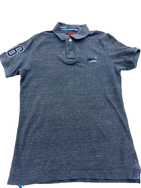 Superdry Classic Pique Polo Grey M Short Sleeve Men's