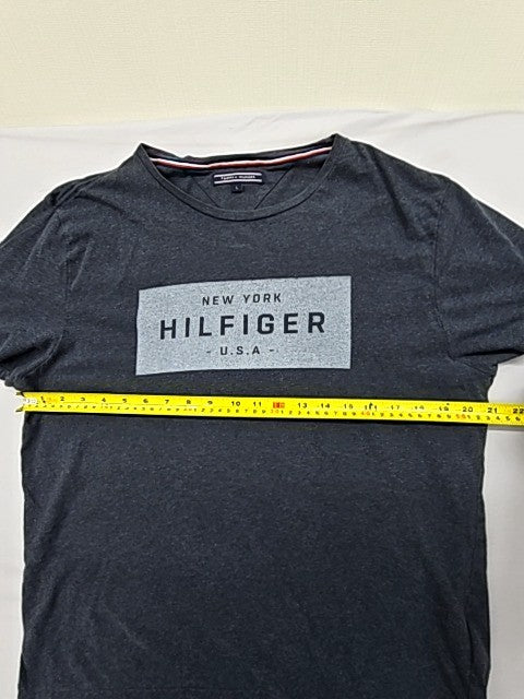 Tommy Hilfiger Men's Gray Logo Short Sleeve T-Shirt Size L Cotton