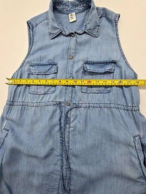Mama Women's Light Blue Sleeveless Denim Shirt Midi Dress Size M
