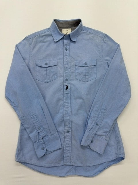 Polo Boys Light Blue Button-Down Shirt Size M Casual 100% Cotton