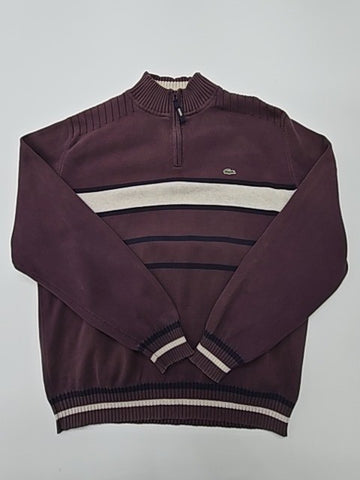 Lacoste Boys Burgundy Quarter Zip Sweater Size 6 Regular Preppy Condition