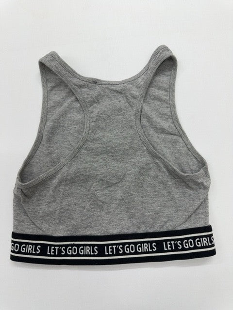 Terranova Girls Gray Crop Tank Top XS Striped Text Band Jersey Casual BNWT