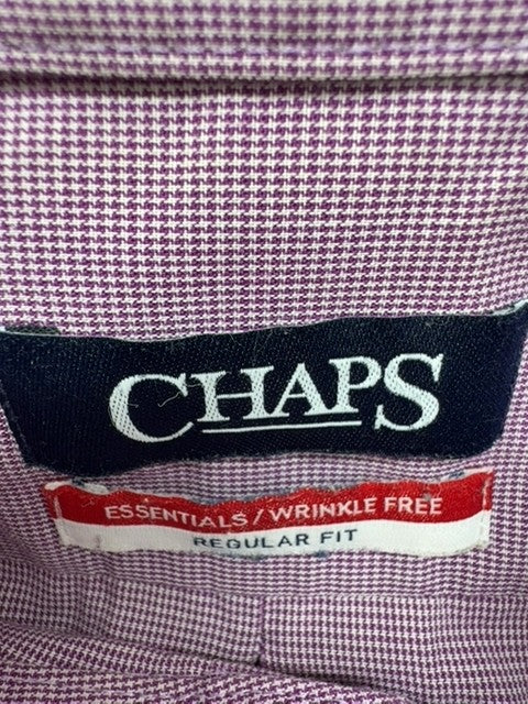 Chaps Men's Purple Check Dress Shirt L 16-16.5" 34/35 Wrinkle Free