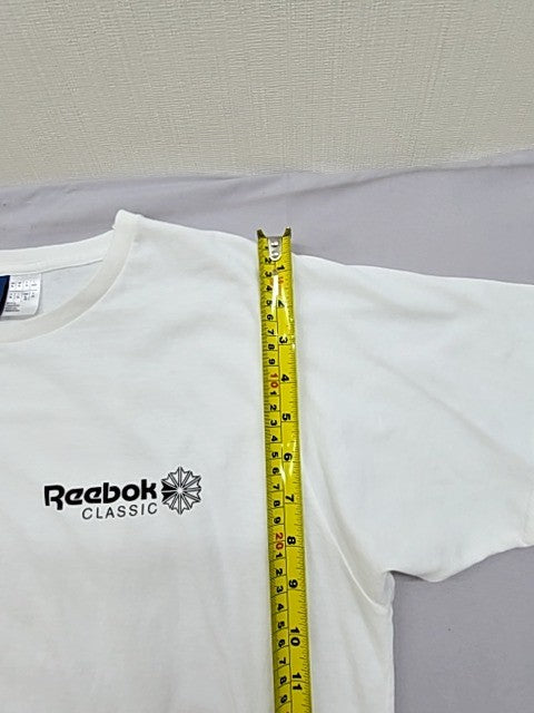 Reebok Men's White Short Sleeve T-Shirt XL Logo Crewneck Italy