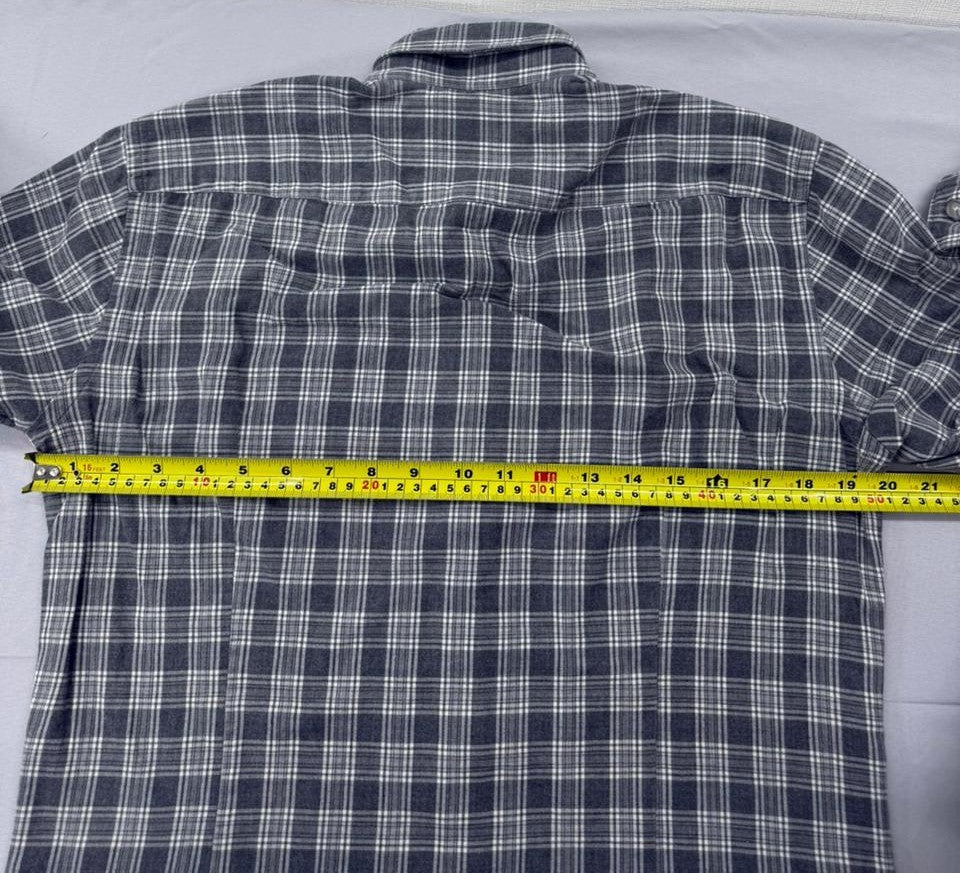 BOSS Men's Grey Plaid Flannel Slim Fit Button-Down Shirt M Germany