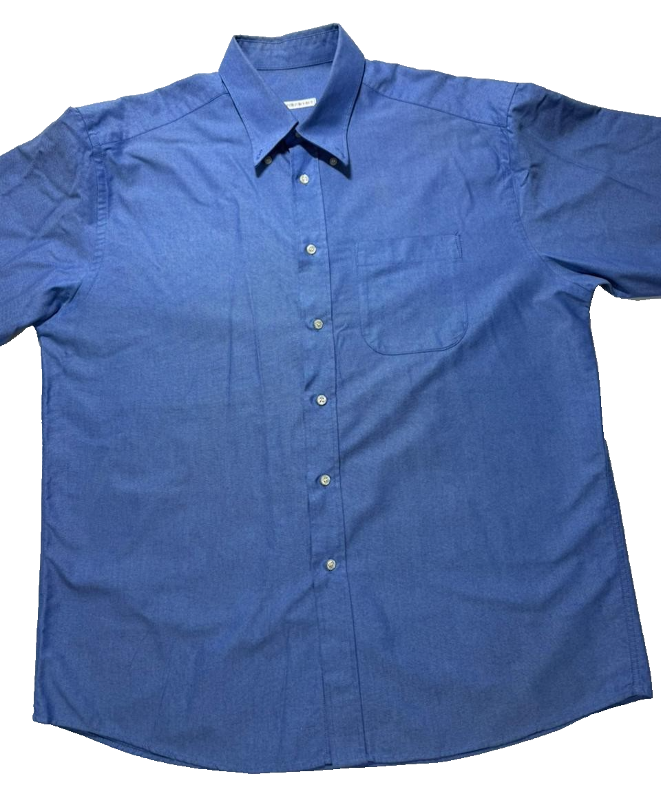 Men's Blue Oxford Weave Button-Up Dress Shirt - Size XL
