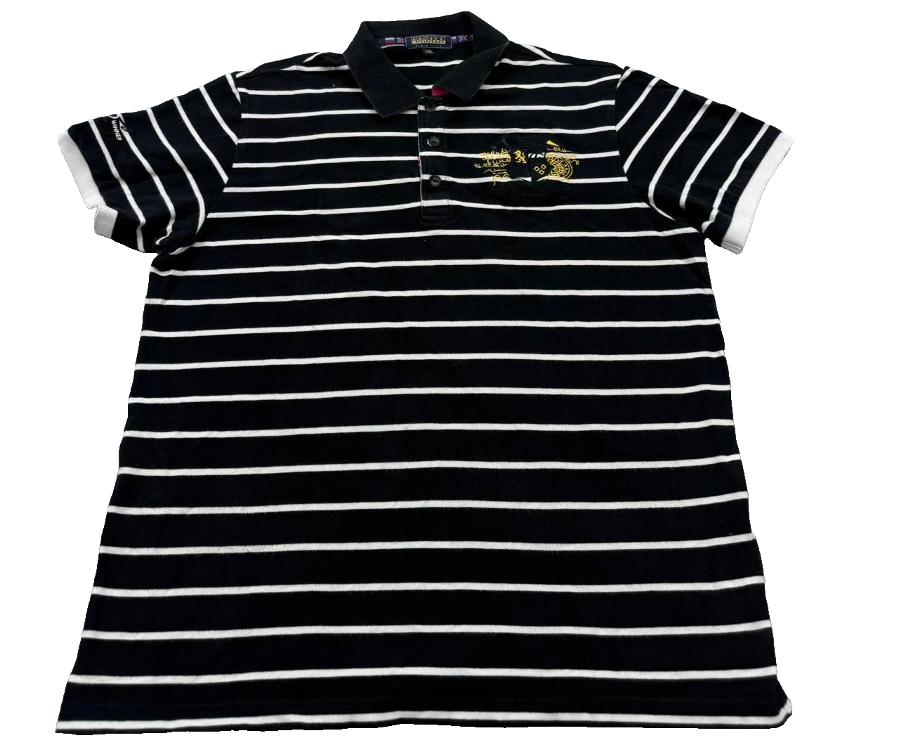 Nagata Denim Style Men's Black Striped Polo Shirt Size XXL Made in Italy