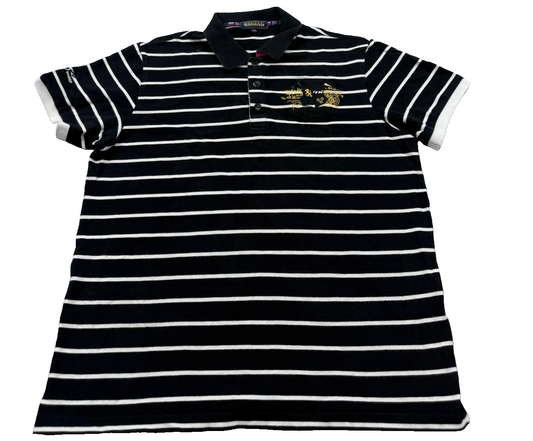 Nagata Denim Style Men's Black Polo Shirt – Size XXL, Striped