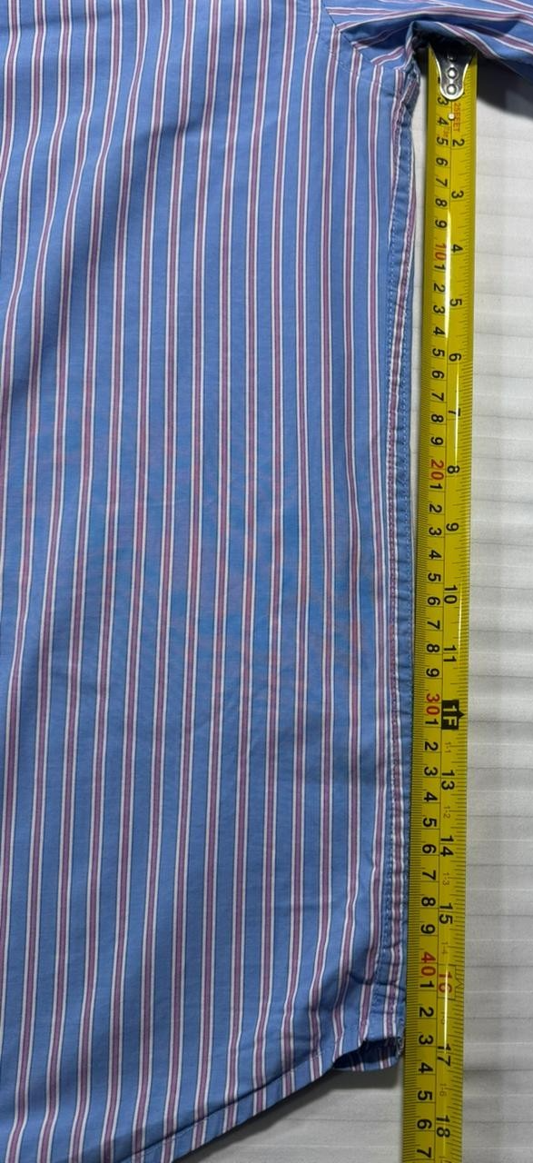 Izod Men's Blue Pink Striped Long Sleeve Button Shirt Size L