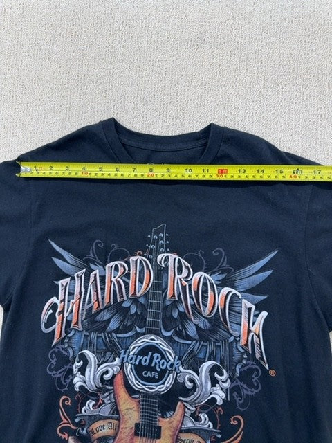 Hard Rock Cafe Men's Navy T-Shirt Size Medium Crewneck Cotton