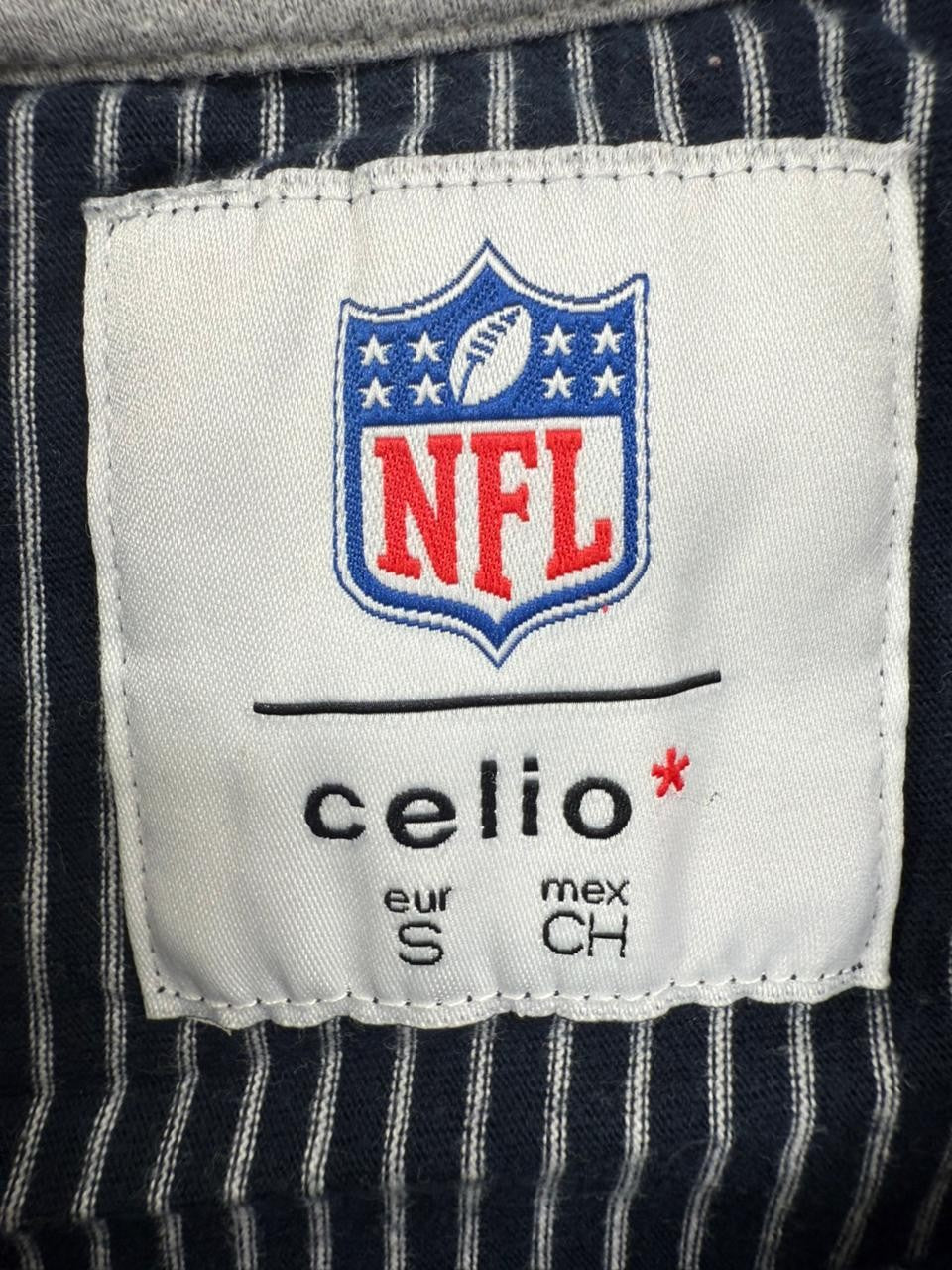 Celio Men's Navy Patriots NFL Striped T-Shirt Size S Cotton