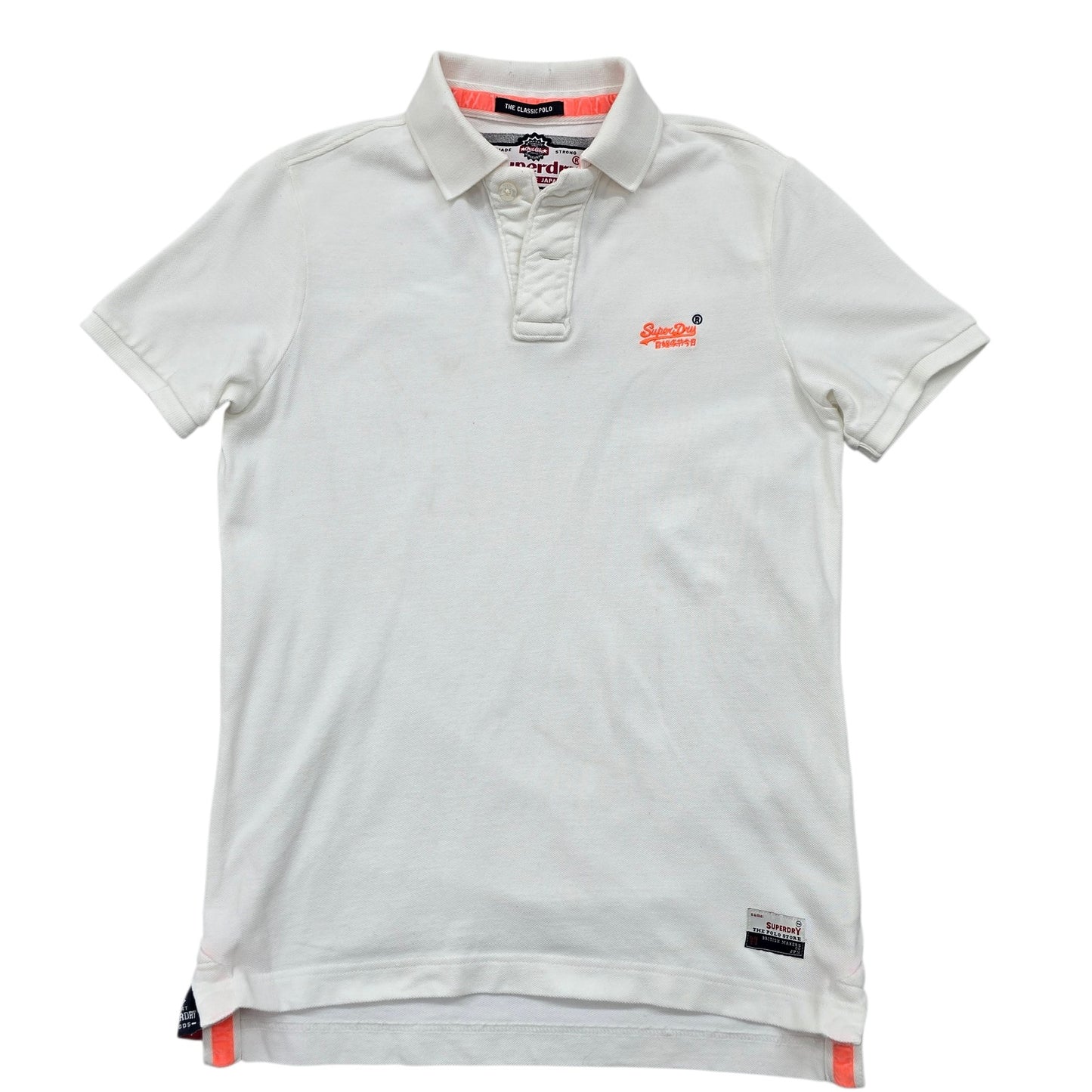 Superdry Classic Polo Shirt Men's L White Cotton Blend Logo Sport