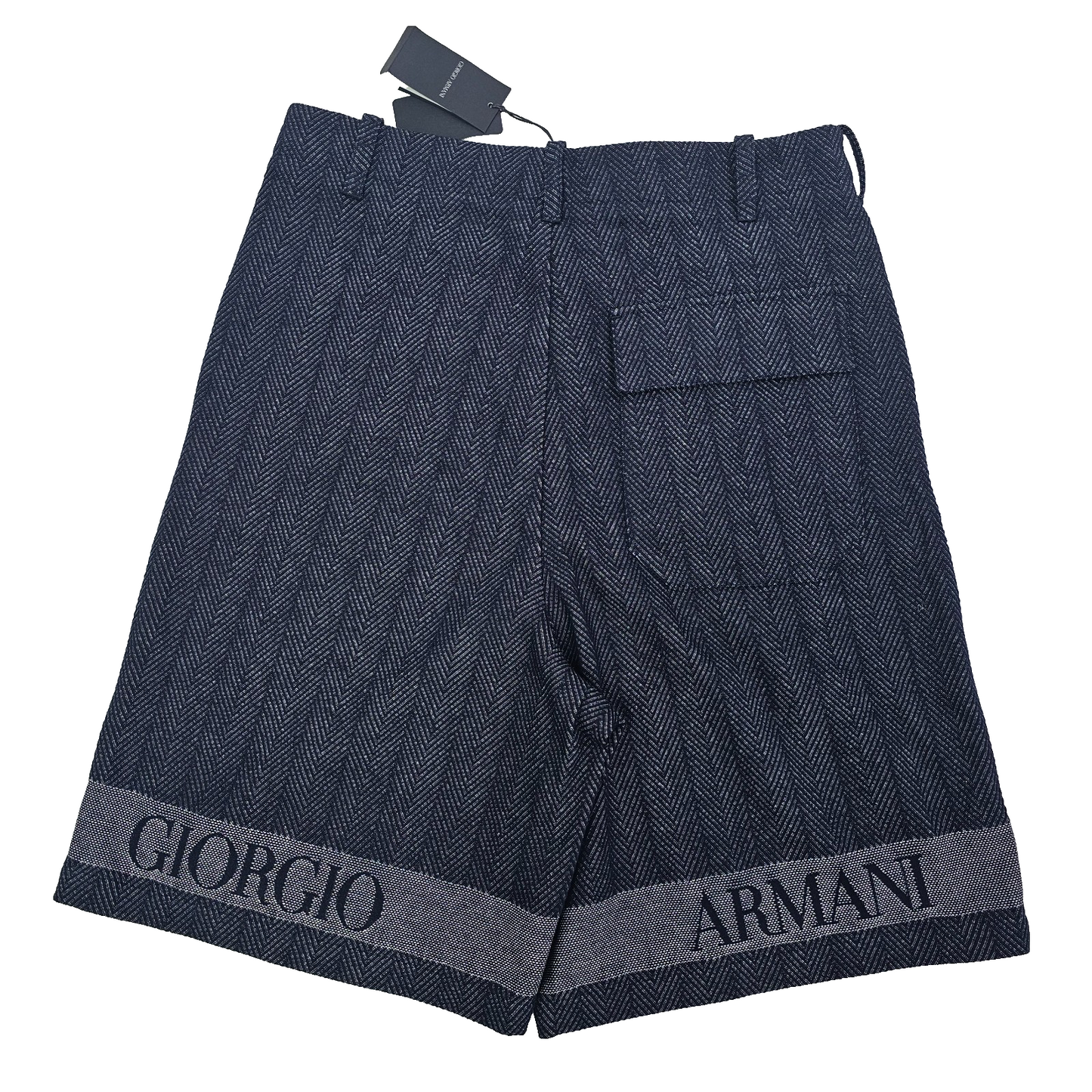 Giorgio Armani Cotton Bermuda Logo Shorts In Jacquard Navy 50 BNWT