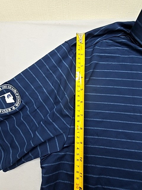 Under Armour Men's Navy Blue Striped Polo Shirt Large Golf UA Playoff