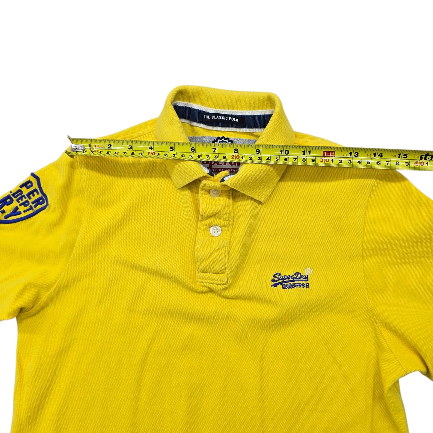 Superdry Men's Yellow Embroidered Polo Shirt Size M