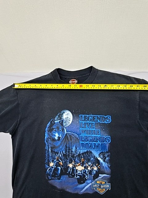 Harley-Davidson Unisex Black Biker T-Shirt XL Vintage Short Sleeve