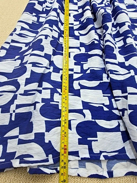 Bebe Navy Abstract Print Maxi Dress L Long Bishop Sleeves