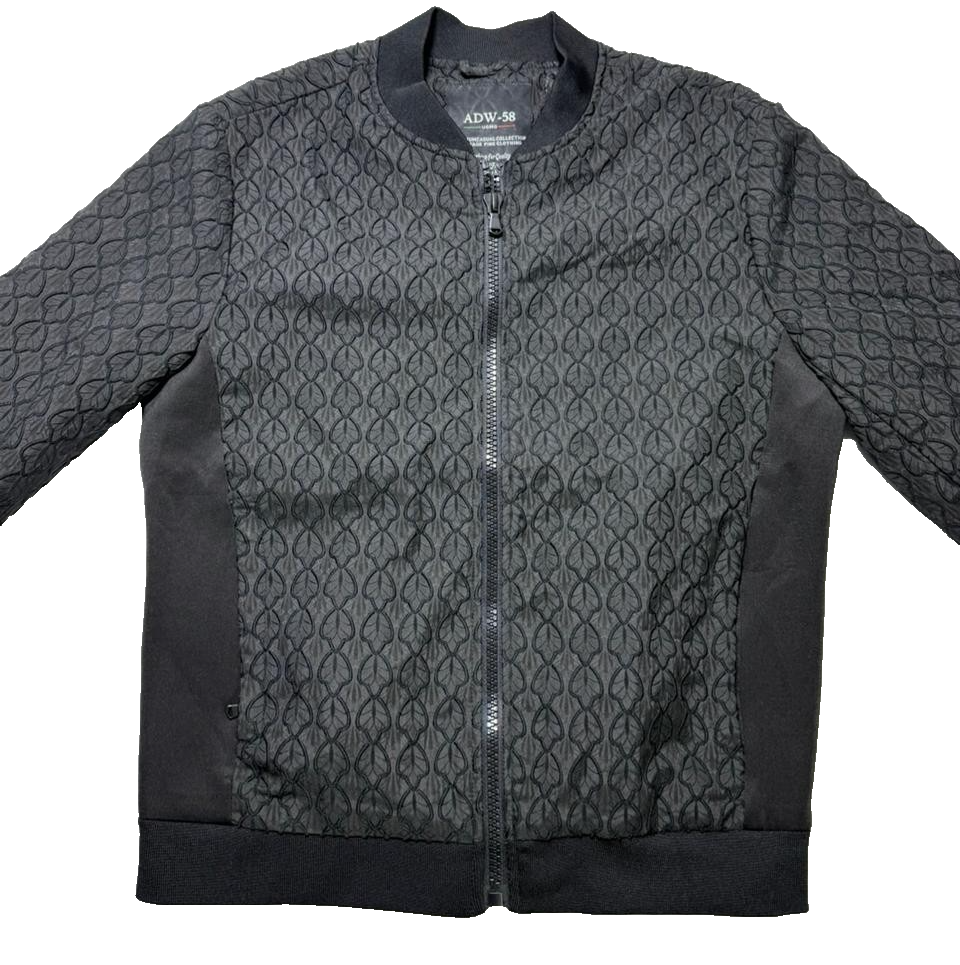 Adw-58 Men's Premium Casual Bomber Jacket Textured Leaf Pattern Size L