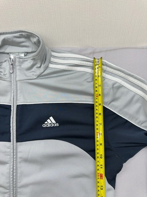 Adidas Unisex XL Grey/Navy 3-Stripes Track Training Jacket