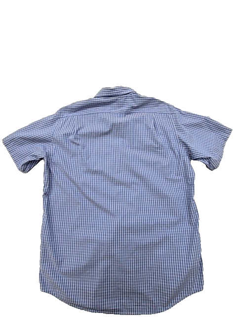 Lacoste Men's Blue White Checkered Short Sleeve Slim Fit Shirt EU 43