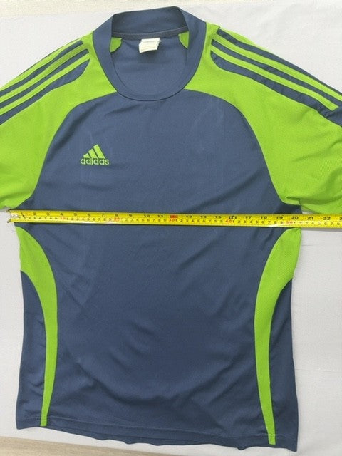 Adidas Men's XL Navy Green Striped Soccer Jersey Short Sleeve