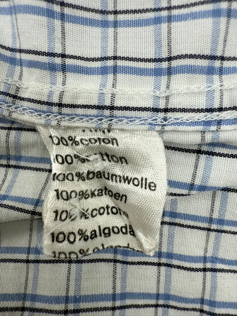 Lacoste Men's Blue White Checkered Short Sleeve Shirt Size 42