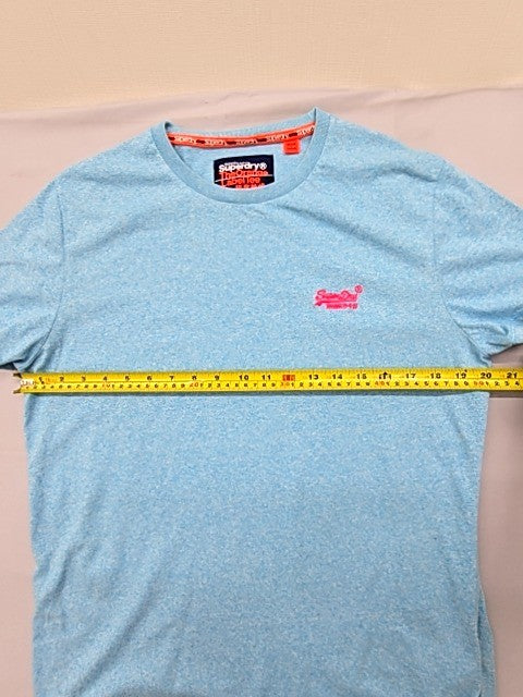 Superdry Men's Light Blue Embroidered Logo T-Shirt XL Slim Fit