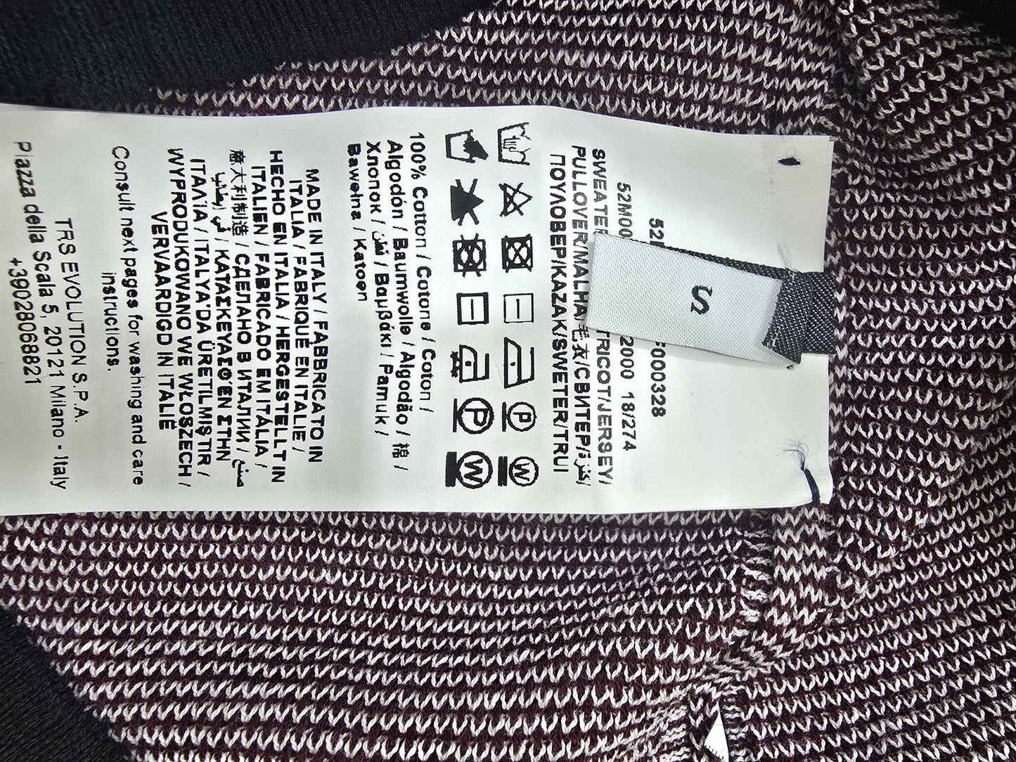 Trussardi Jeans Unisex Purple Cotton Crewneck Sweater S Italy Long Sleeve